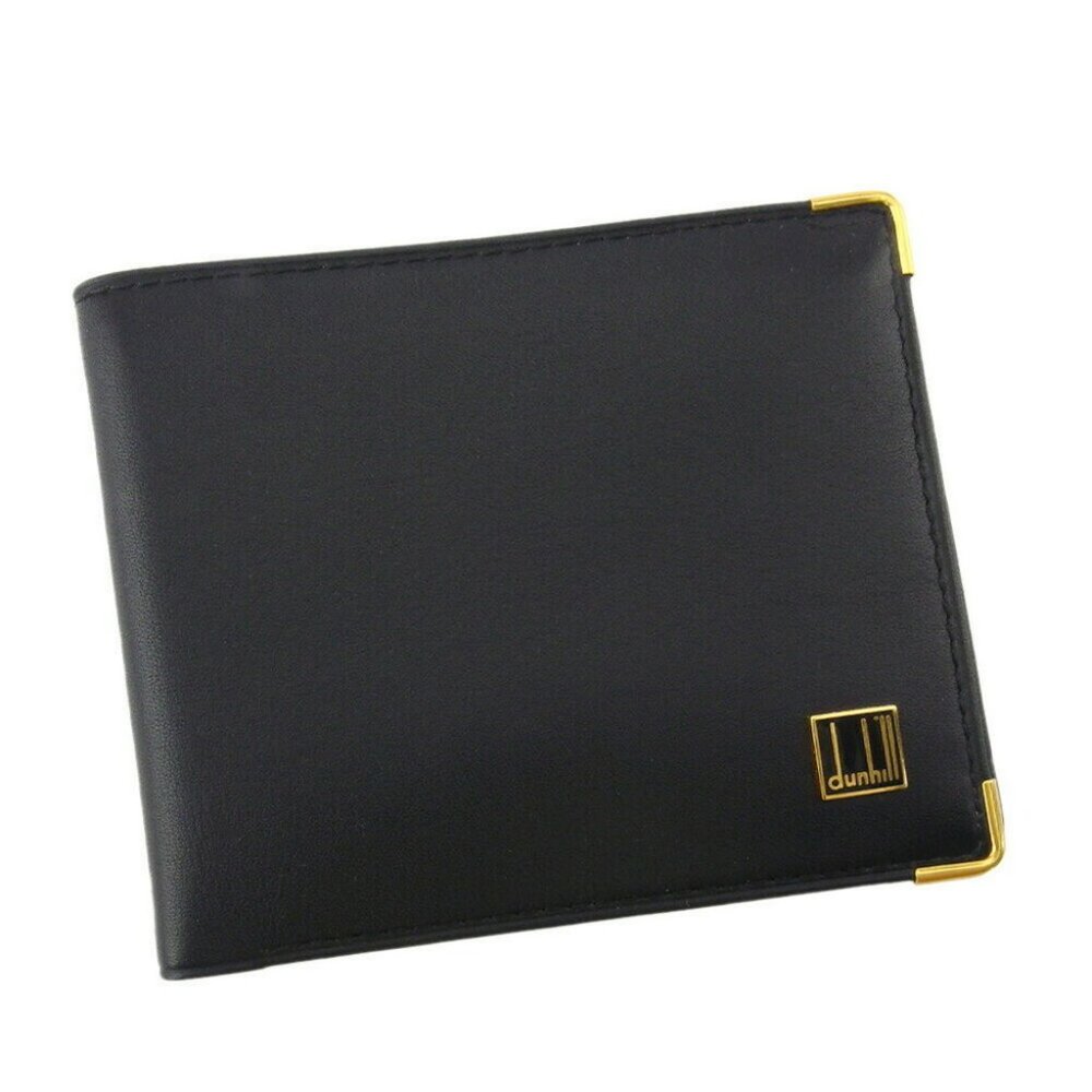 AUTH DUNHILL Two-folded wallet logo plate leather